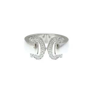 CARTIER Authentic 18k Silver Diamond 2C Ring